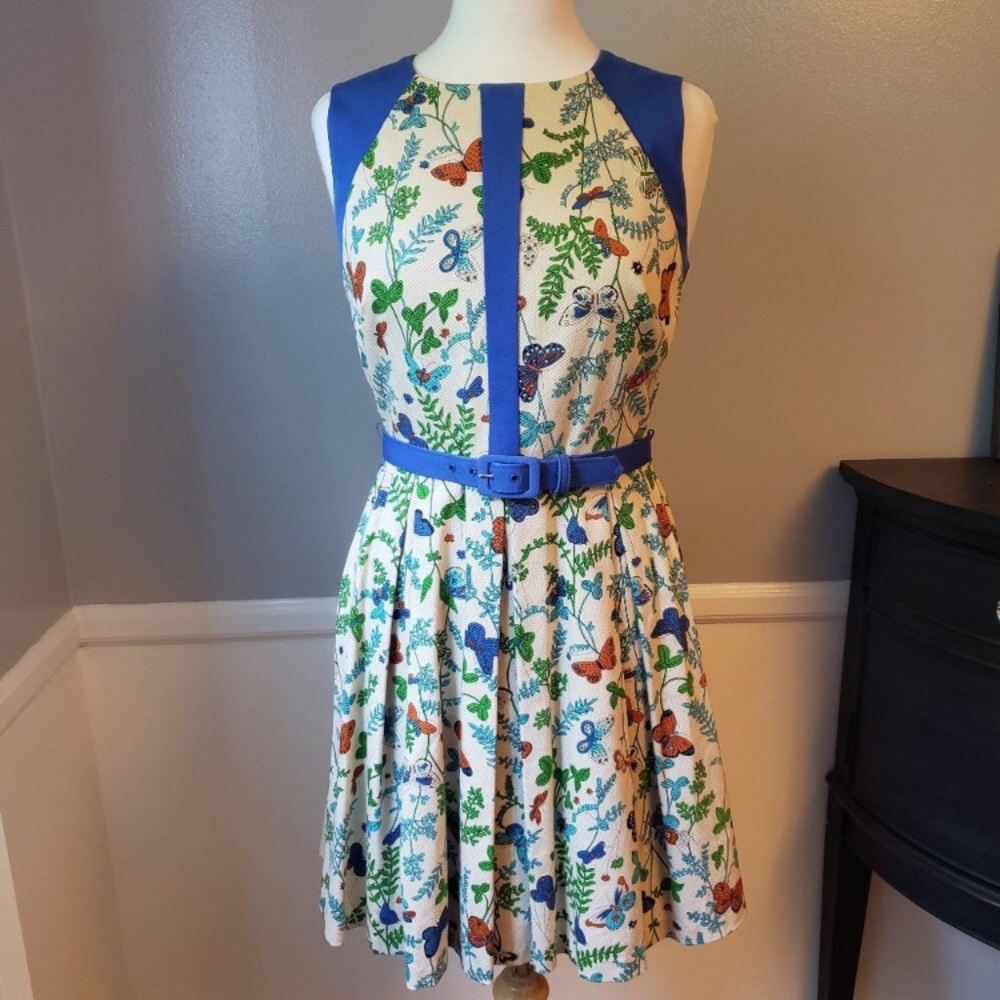 Eva Franco Anthropologie Butterfly Fit Flare Dress, Size 6